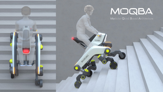 MOQBA (Modular Quad Based Architecture), vehículo, que fusiona scooter, moto y exoesqueleto